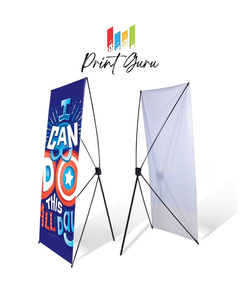 Economy X Display Stand used for 60cm x 160cm (2ft x 5ft) Tarpaulin Banners