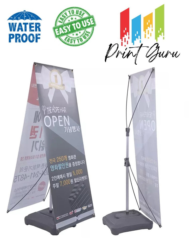 Outdoor X Display Stand with Water Base for 60cm x 160cm / 80cm x 180cm Tarpaulin Banners